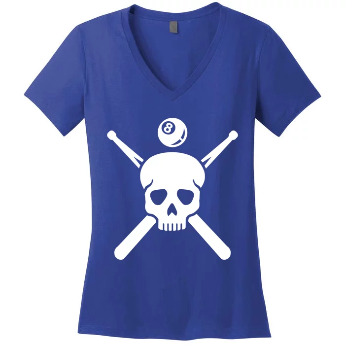 Billiards Skull Meaningful Gift Women's V-Neck T-Shirt