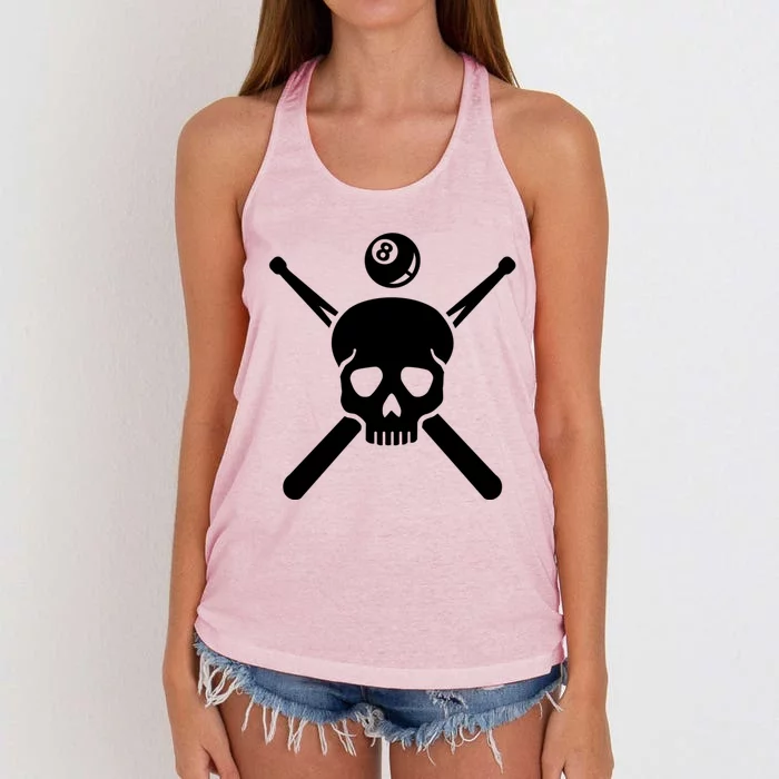 Billiards Skull Meaningful Gift Women's Knotted Racerback Tank