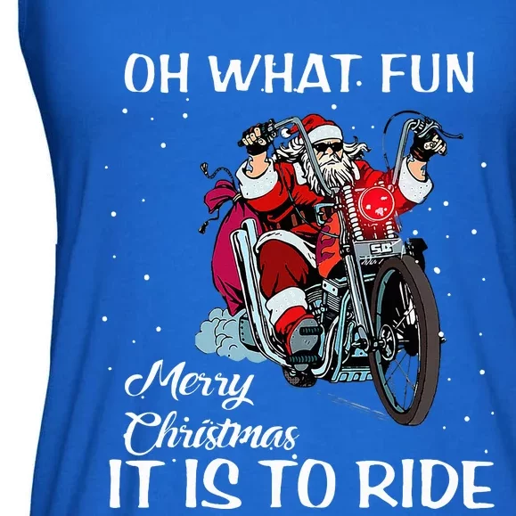 Biker Santa Motorcycle Fan Merry Christmas Xmas Holidays Ladies Essential Flowy Tank