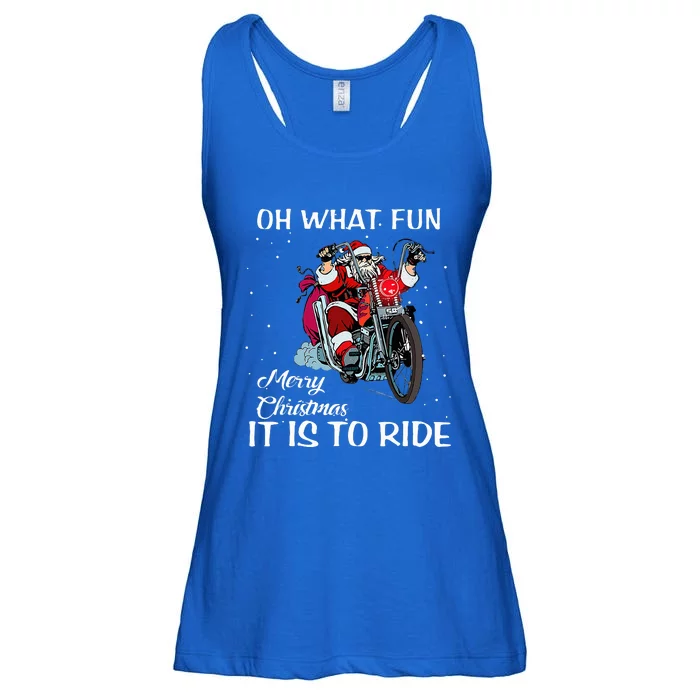 Biker Santa Motorcycle Fan Merry Christmas Xmas Holidays Ladies Essential Flowy Tank