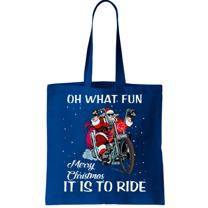 Biker Santa Motorcycle Fan Merry Christmas Xmas Holidays Tote Bag