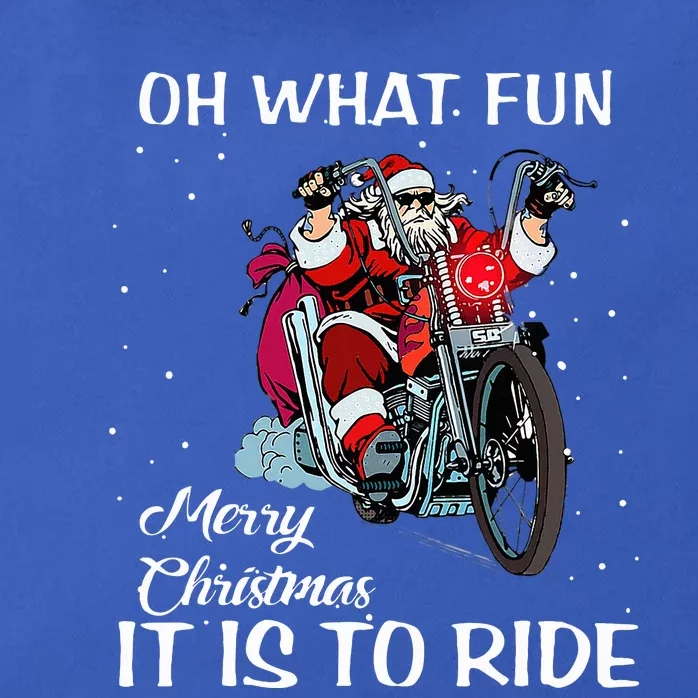 Biker Santa Motorcycle Fan Merry Christmas Xmas Holidays Zip Tote Bag