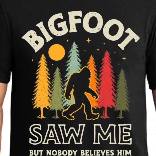 Bigfoot Saw Me But Nobody Believes Him Funny Sasquatch Retro Pajama Set