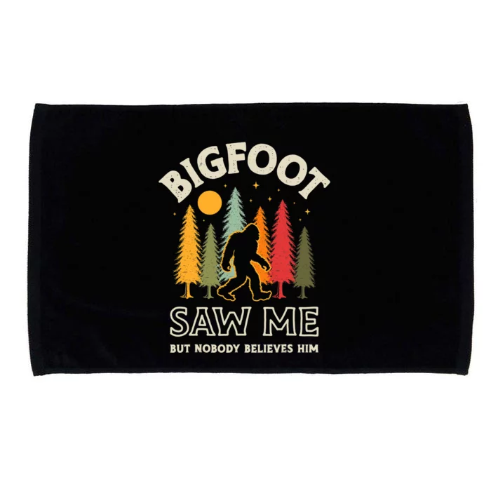 Bigfoot Saw Me But Nobody Believes Him Funny Sasquatch Retro Microfiber Hand Towel