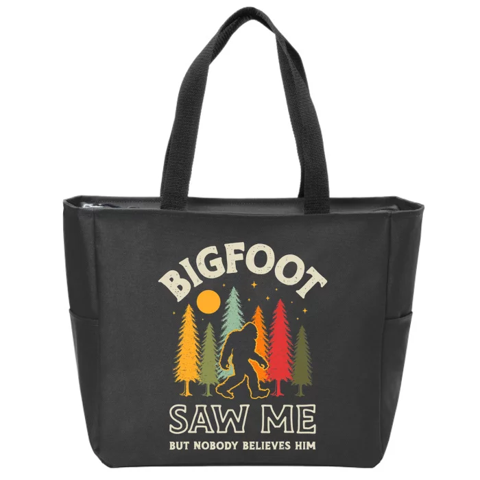 Bigfoot Saw Me But Nobody Believes Him Funny Sasquatch Retro Zip Tote Bag