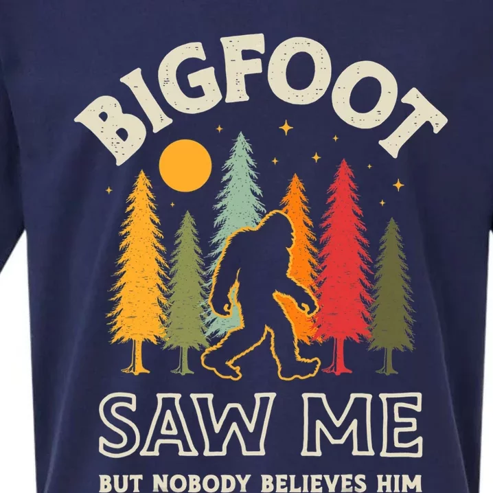 Bigfoot Saw Me But Nobody Believes Him Funny Sasquatch Retro Sueded Cloud Jersey T-Shirt