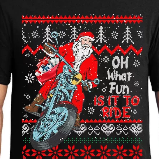 Biker Santa Motorcycle Ugly Christmas Funny Pajama Set