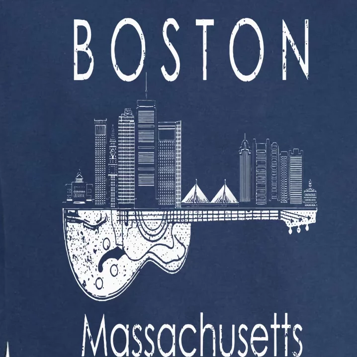 Boston Souvenir Massachusetts Skyline Music Guitar Garment-Dyed Sweatshirt