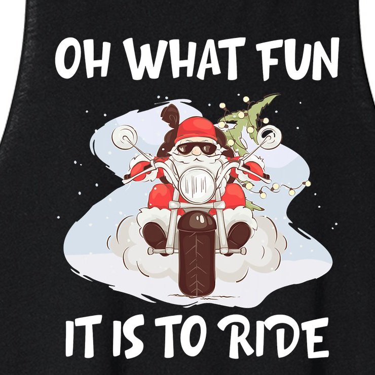 Biker Santa Motorcycle Fan Merry Christmas Xmas Holidays Women’s Racerback Cropped Tank
