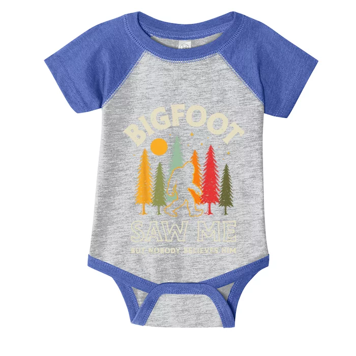 Bigfoot Saw Me But Nobody Believes Him Funny Sasquatch Retro Infant Baby Jersey Bodysuit