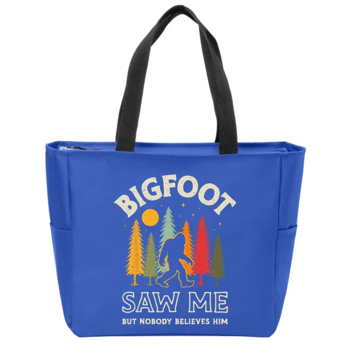 Bigfoot Saw Me But Nobody Believes Him Funny Sasquatch Retro Zip Tote Bag