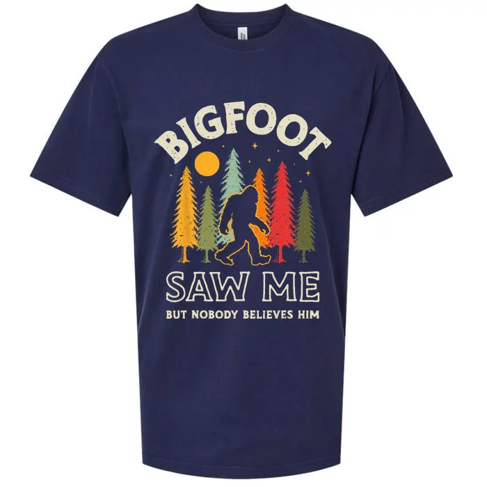 Bigfoot Saw Me But Nobody Believes Him Funny Sasquatch Retro Sueded Cloud Jersey T-Shirt