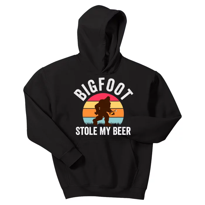 Bigfoot Stole My Beer Funny Yeti Yowi Sasquatch Drinking Kids Hoodie