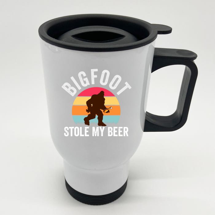 Bigfoot Stole My Beer Funny Yeti Yowi Sasquatch Drinking Front & Back Stainless Steel Travel Mug