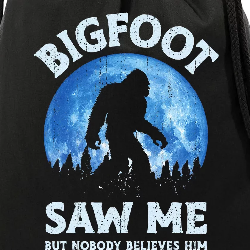 Bigfoot Saw Me But Nobody Believes Him Funny Sasquatch Retro Drawstring Bag