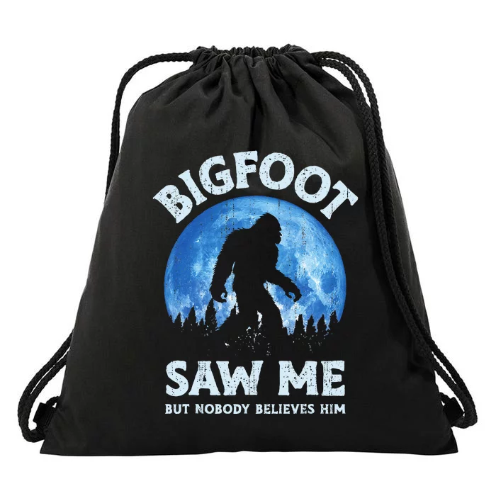 Bigfoot Saw Me But Nobody Believes Him Funny Sasquatch Retro Drawstring Bag