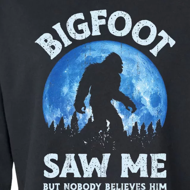 Bigfoot Saw Me But Nobody Believes Him Funny Sasquatch Retro Cropped Pullover Crew