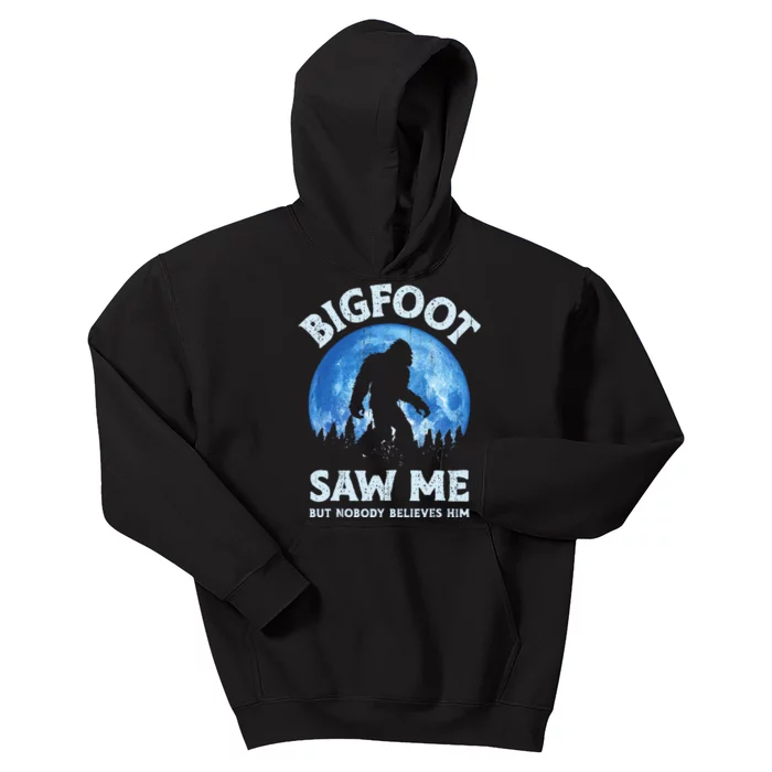 Bigfoot Saw Me But Nobody Believes Him Funny Sasquatch Retro Kids Hoodie