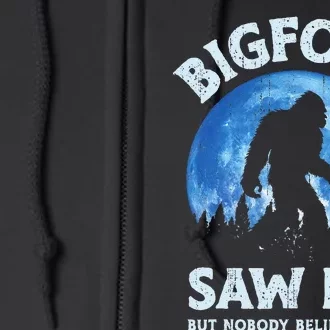 Bigfoot Saw Me But Nobody Believes Him Funny Sasquatch Retro Full Zip Hoodie