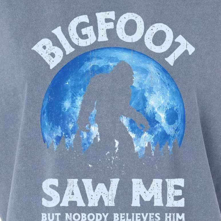 Bigfoot Saw Me But Nobody Believes Him Funny Sasquatch Retro Garment-Dyed Women's Muscle Tee