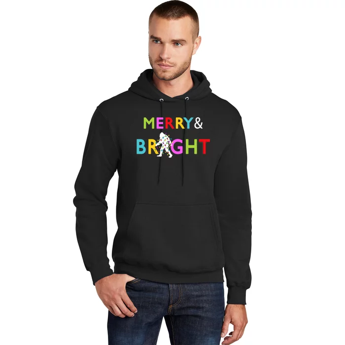 Bigfoot Sasquatch Merry And Bright Christmas Lights Gift Hoodie