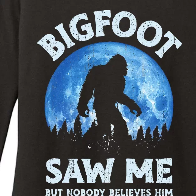 Bigfoot Saw Me But Nobody Believes Him Funny Sasquatch Retro Womens CVC Long Sleeve Shirt