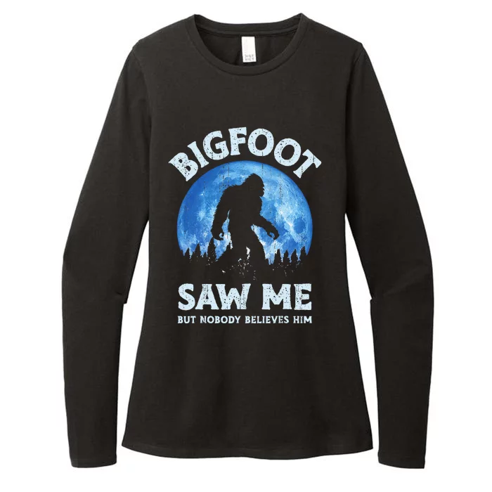 Bigfoot Saw Me But Nobody Believes Him Funny Sasquatch Retro Womens CVC Long Sleeve Shirt