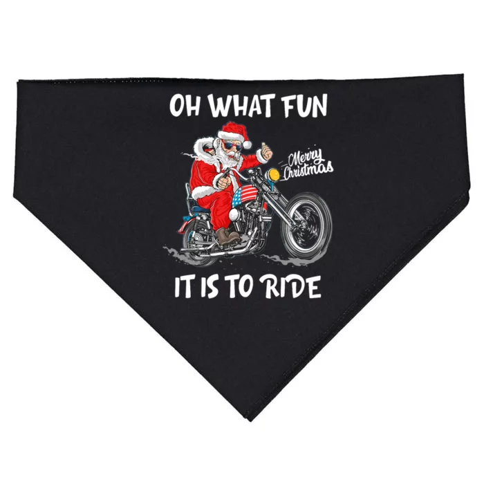 Biker Santa Motorcycle Fan Merry Christmas Xmas Holidays USA-Made Doggie Bandana