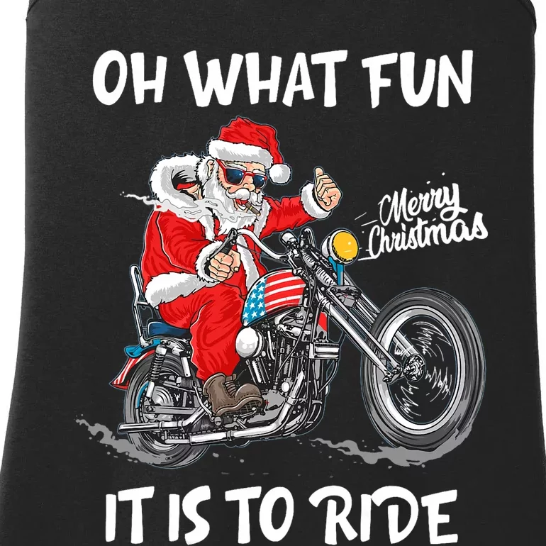 Biker Santa Motorcycle Fan Merry Christmas Xmas Holidays Ladies Essential Tank