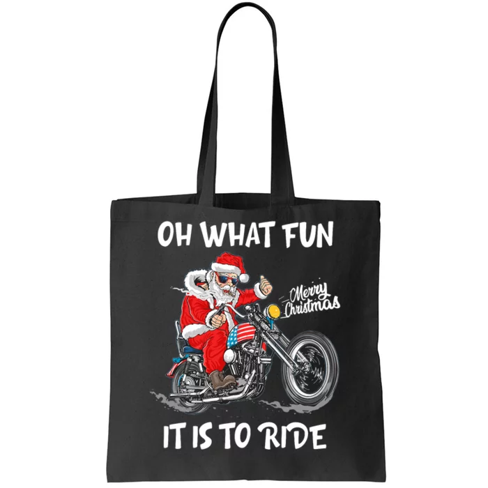 Biker Santa Motorcycle Fan Merry Christmas Xmas Holidays Tote Bag