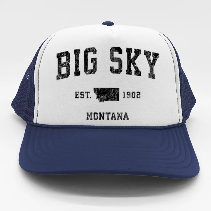 Big Sky Montana Mt Vintage Sports Trucker Hat