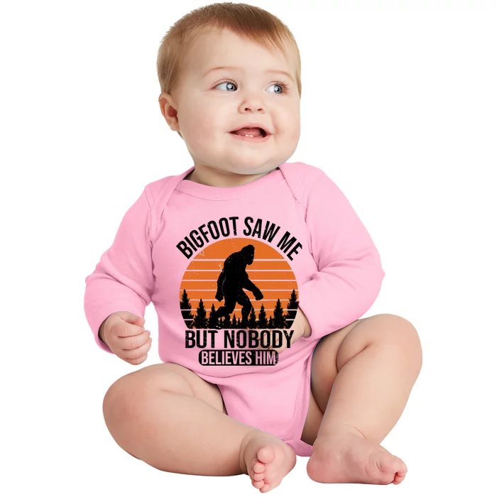 Bigfoot Saw Me But Nobody Believes Him Night Stroll Baby Long Sleeve Bodysuit