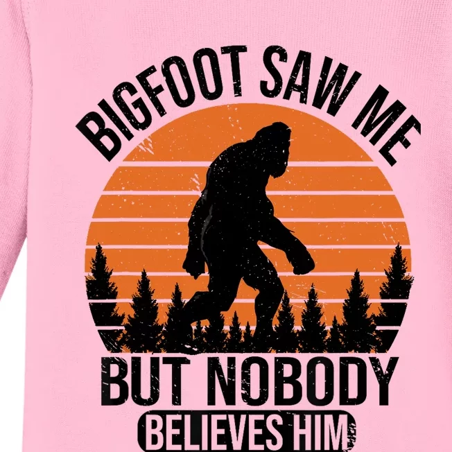 Bigfoot Saw Me But Nobody Believes Him Night Stroll Baby Long Sleeve Bodysuit