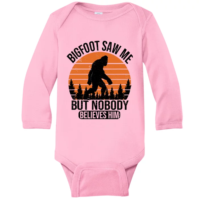 Bigfoot Saw Me But Nobody Believes Him Night Stroll Baby Long Sleeve Bodysuit