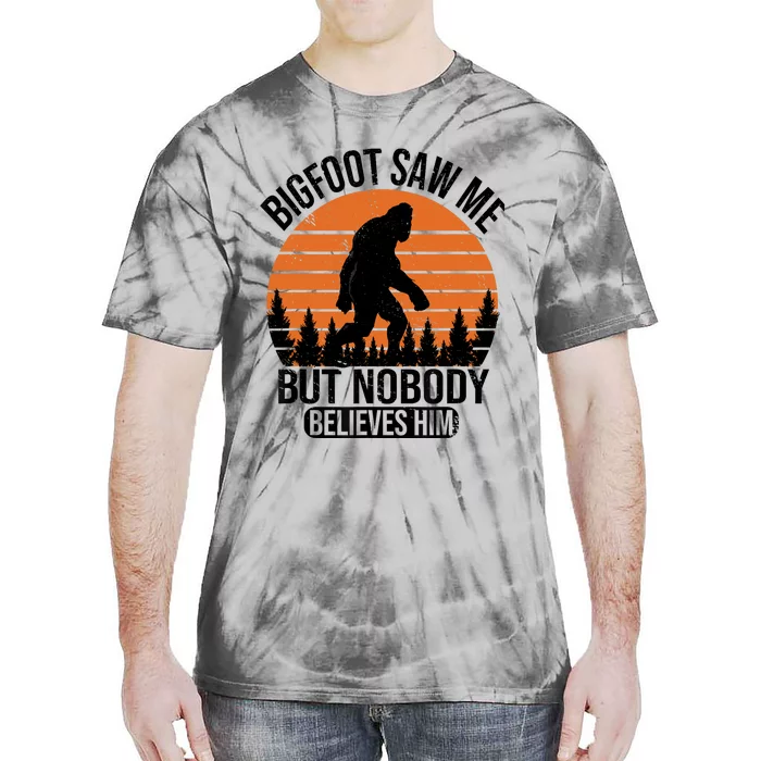 Bigfoot Saw Me But Nobody Believes Him Night Stroll Tie-Dye T-Shirt