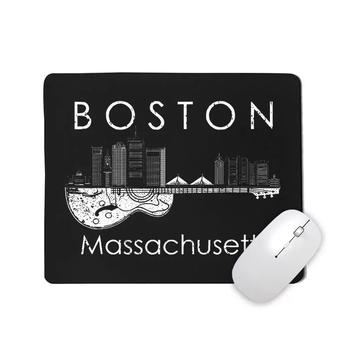 Boston Souvenir Massachusetts Skyline Music Guitar Mousepad