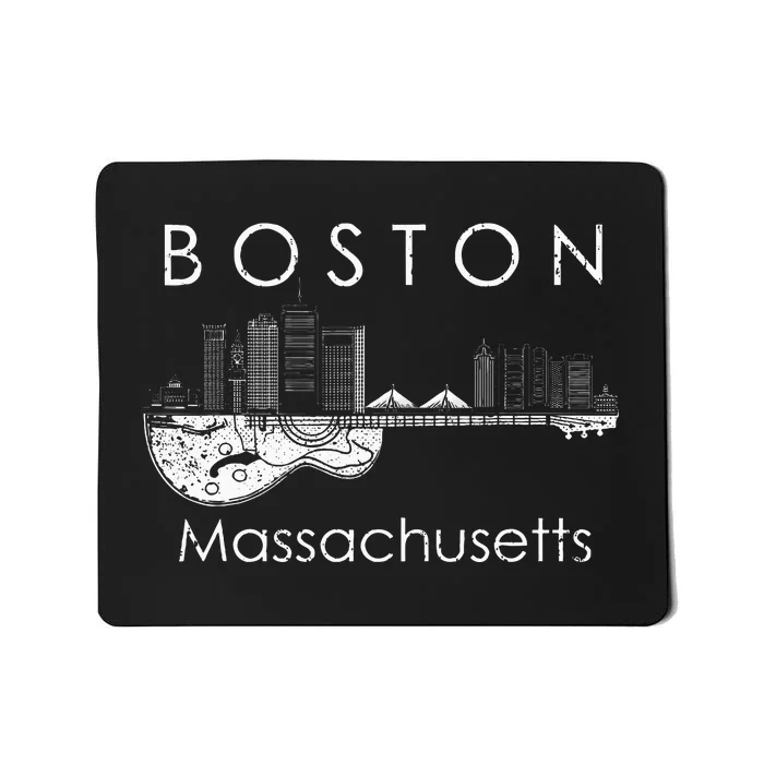 Boston Souvenir Massachusetts Skyline Music Guitar Mousepad