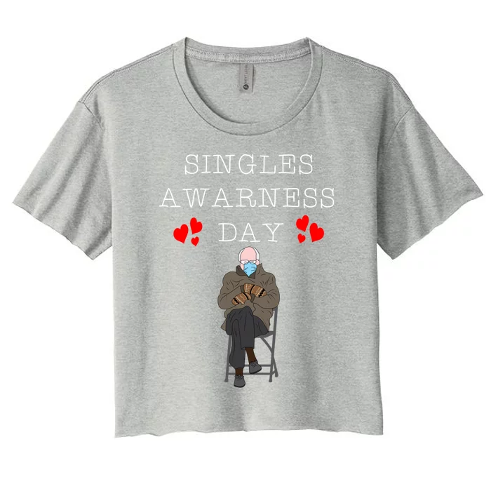 Bernie Sanders Mitten Funny Valentines Singles Awareness Day Great Gift Women's Crop Top Tee