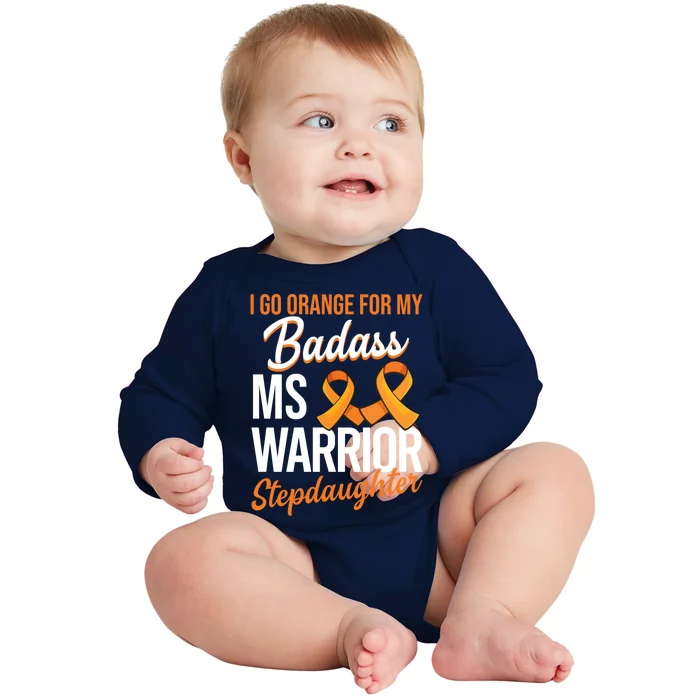 Badass Stepdaughter Multiple Sclerosis Ms Warrior Gift Baby Long Sleeve Bodysuit