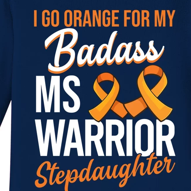 Badass Stepdaughter Multiple Sclerosis Ms Warrior Gift Baby Long Sleeve Bodysuit