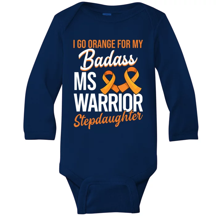 Badass Stepdaughter Multiple Sclerosis Ms Warrior Gift Baby Long Sleeve Bodysuit