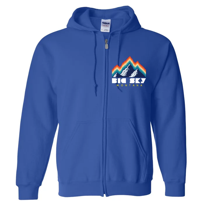 Big Sky Montana Cute Gift Usa Ski Retro Gift Full Zip Hoodie