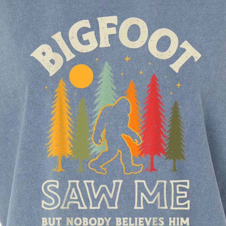 Bigfoot Saw Me But Nobody Believes Him Funny Sasquatch Retro Garment-Dyed Women's Muscle Tee