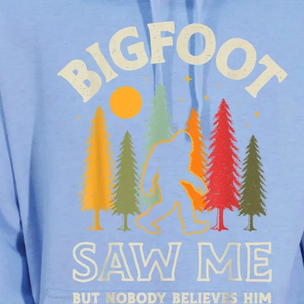 Bigfoot Saw Me But Nobody Believes Him Funny Sasquatch Retro Unisex Surf Hoodie