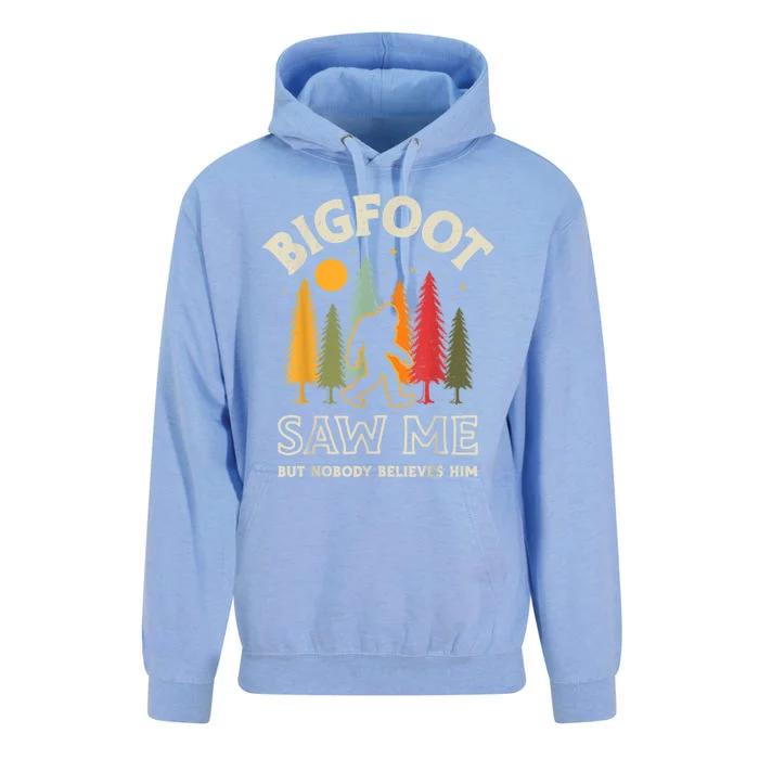 Bigfoot Saw Me But Nobody Believes Him Funny Sasquatch Retro Unisex Surf Hoodie