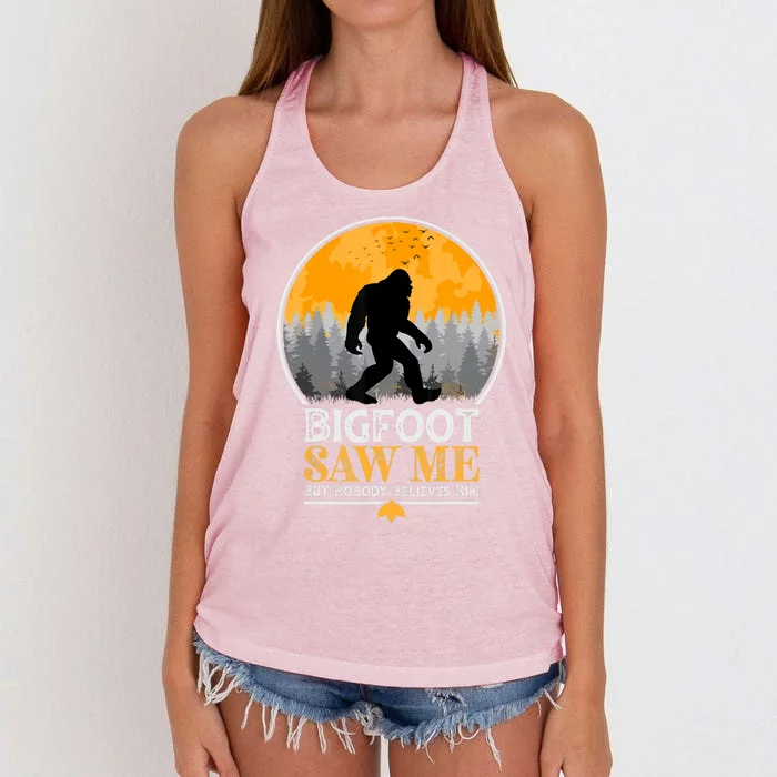 Bigfoot Saw Me But Nobody Believes Him | Sasquatch Women's Knotted Racerback Tank