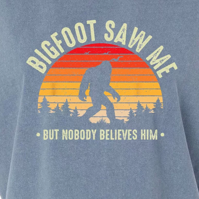 Bigfoot Saw Me But Nobody Believes Him Funny Bigfoot Garment-Dyed Women's Muscle Tee