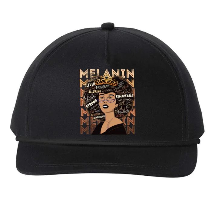 Black Strong Melanin Afro African American Meaningful Gift Snapback Five-Panel Rope Hat