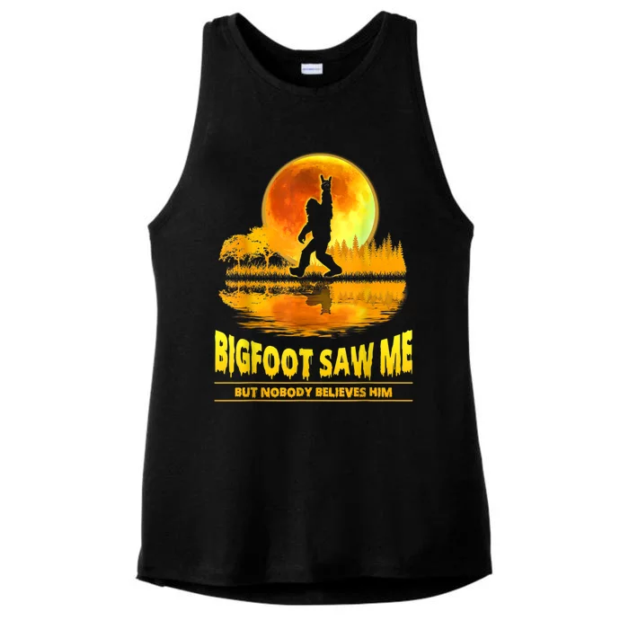 Bigfoot Saw Me But Nobody Believes Him Bigfoot Night Stroll Ladies Tri-Blend Wicking Tank