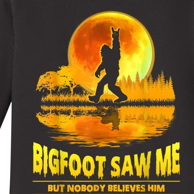 Bigfoot Saw Me But Nobody Believes Him Bigfoot Night Stroll Baby Long Sleeve Bodysuit